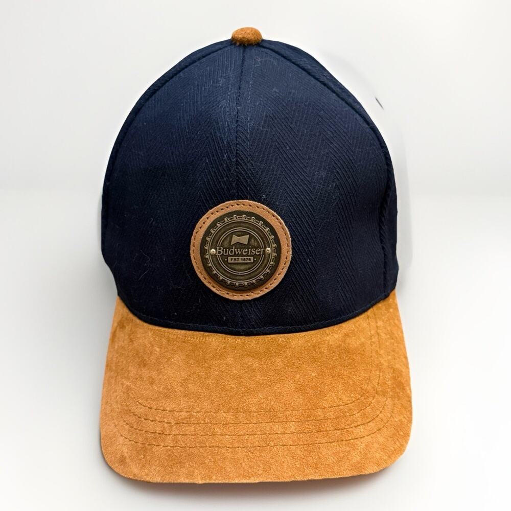 Vtg 1999 Budweiser Mens Patch Leather Strapback Hat Limited Edition 6221/10000